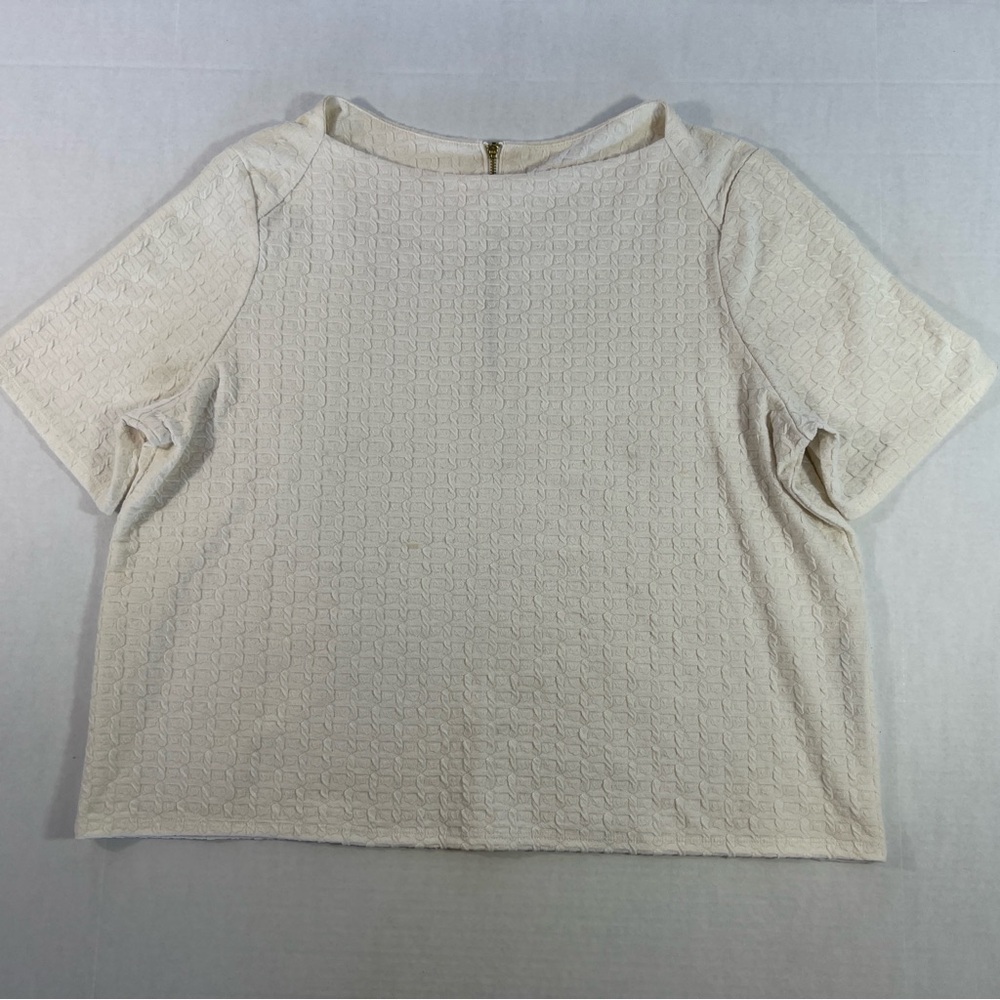 Chicos Womens Short Sleeve Cream Blouse Size 3